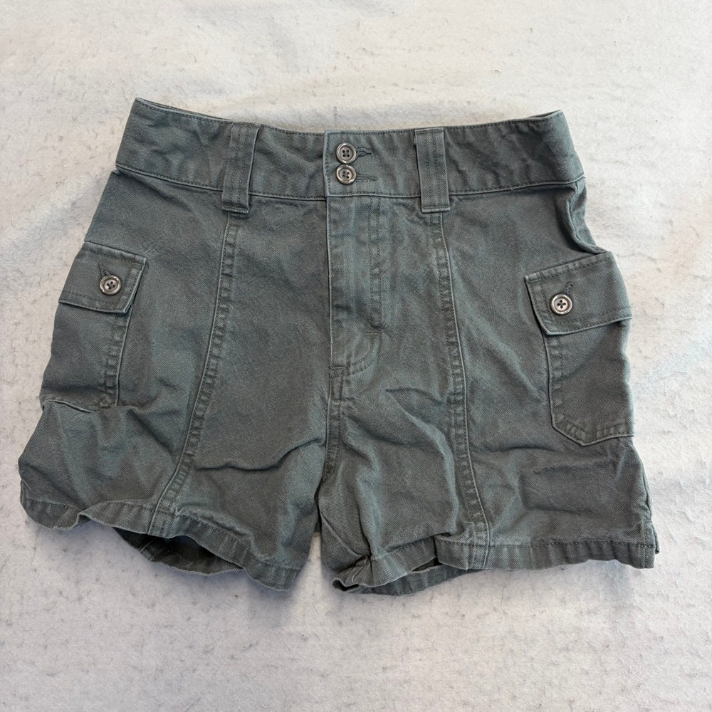 Lee Cargo Shorts Size 14R Green Ramie Cotton Blend Y2K